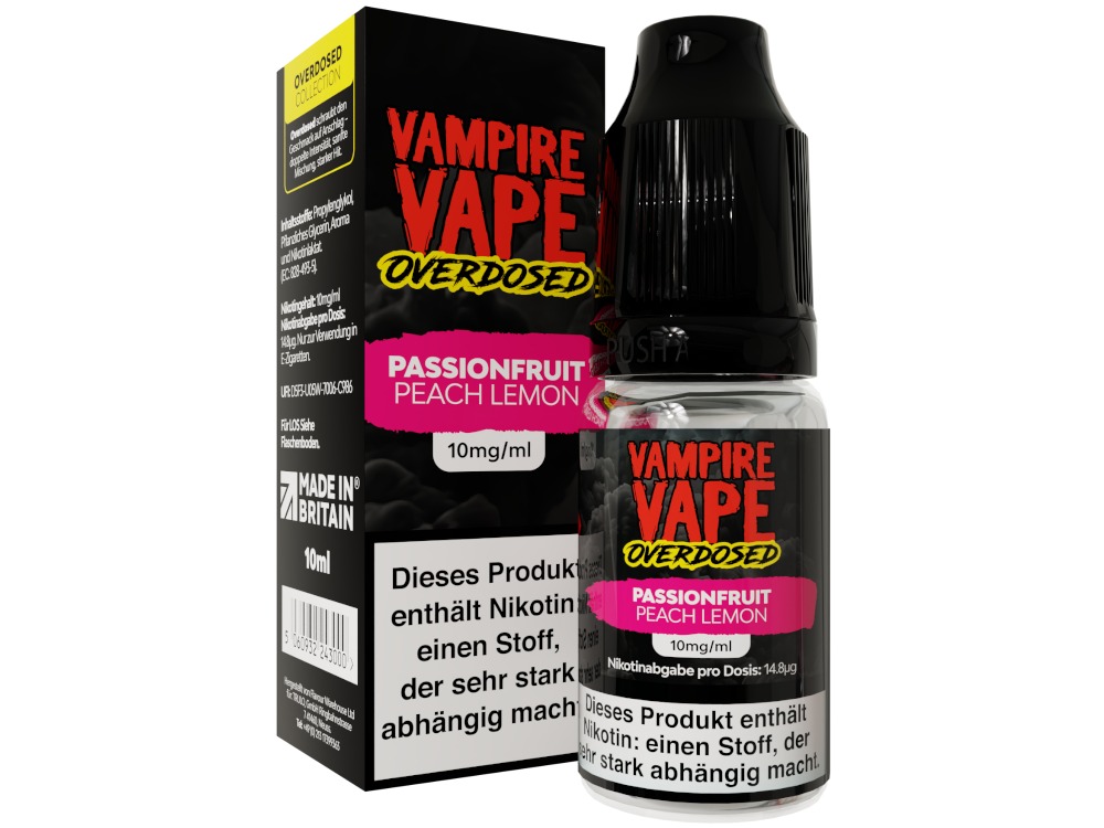 Passionfruit Peach Lemon - Overdosed - Vampire Vape Nikotinsalz Liquid